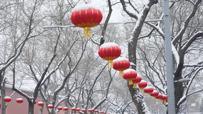 北京街头下雪空镜