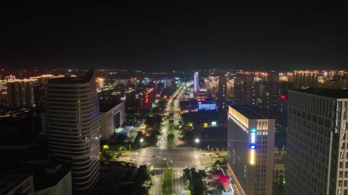 大同平城区御东新区恒安街夜景4k航拍