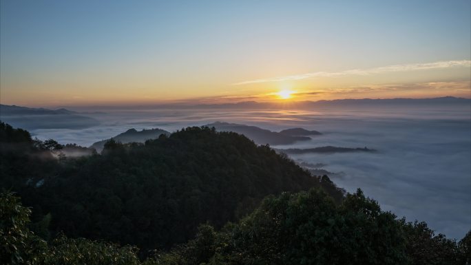 4K安徽黄山云海齐云山日出