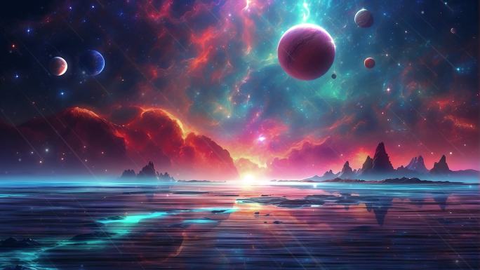 4K梦幻科幻唯美星空流星背景