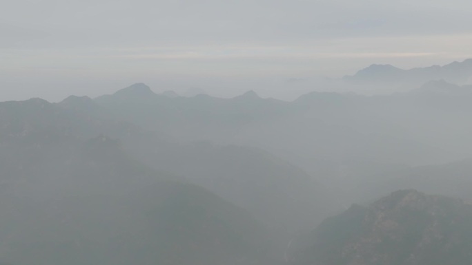 航拍 清晨 群山 大雾 朦胧