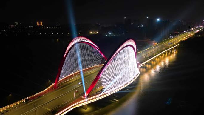 艾溪湖大桥夜景延时摄影