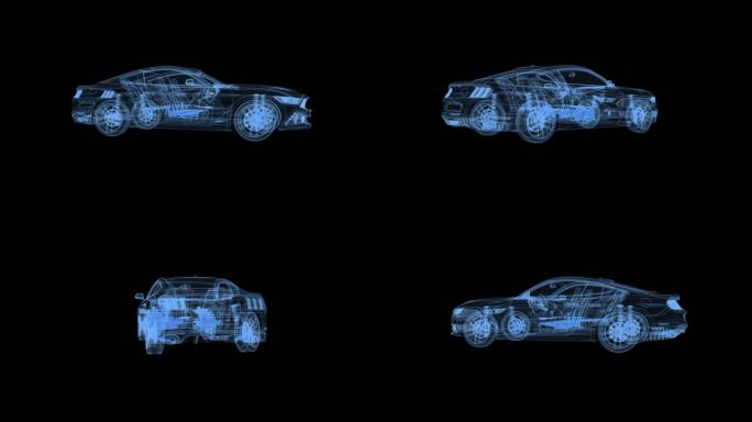 三维全息汽车带通道无限循环动画视频素材3