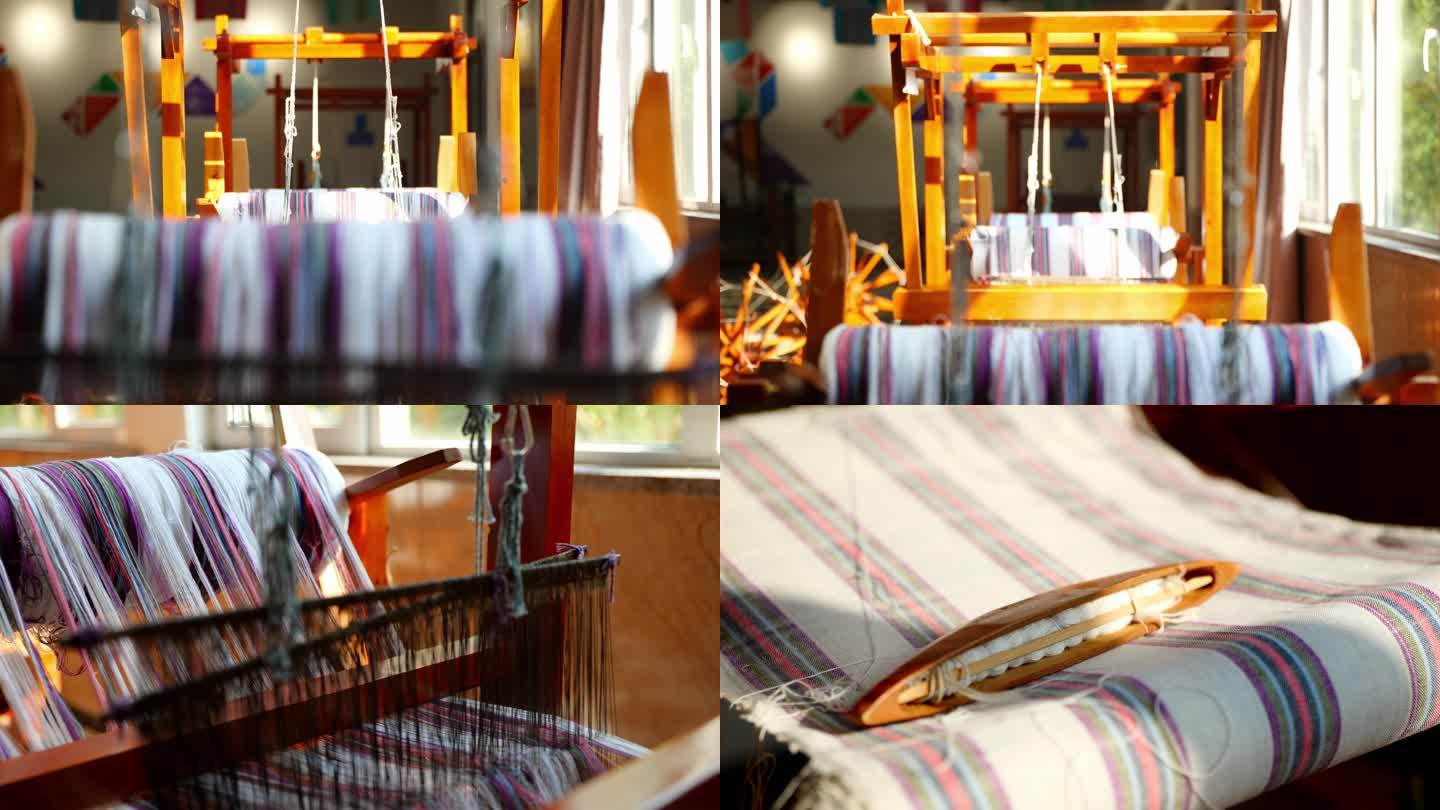 老式织布机 民俗 土布纺织机 手工织布机