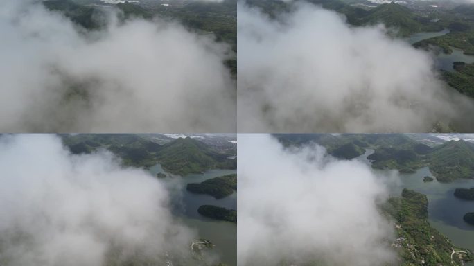云层大气自然航拍山湖云朵