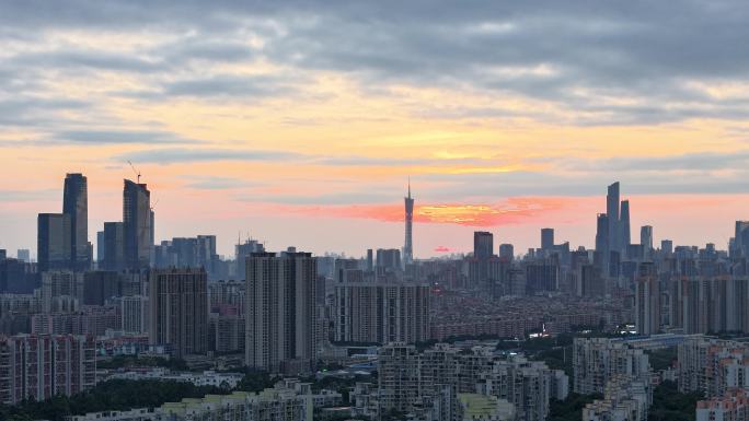 广州塔建筑群日落延时航拍