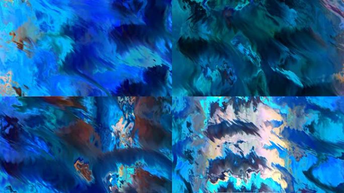 炫彩色块抽象波浪流动光影绘画艺术背景9