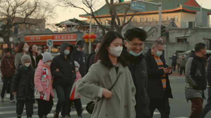 北京东华门大街 北京胡同 行人 冬季人流