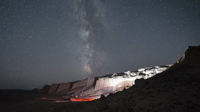 4K无人区新疆罗布泊大海道日出星空夜晚