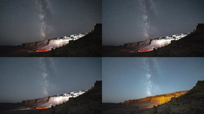 4K无人区新疆罗布泊大海道日出星空夜晚