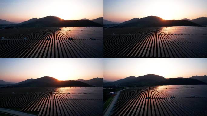 4K唯美逆光太阳能光能发电能源航拍视频