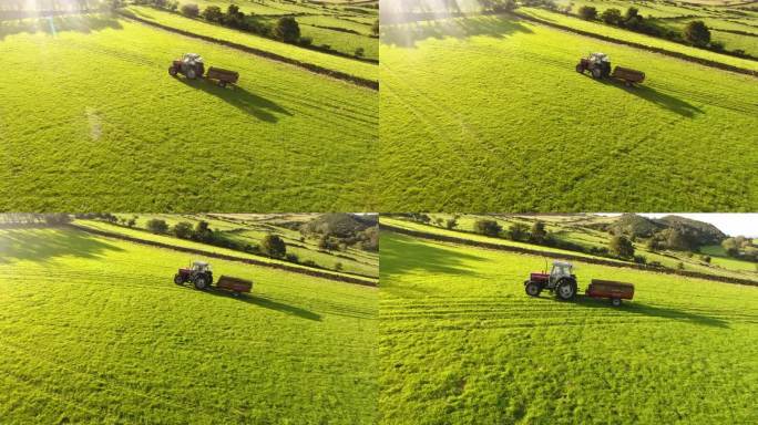梅西弗格森390T拖拉机在农场的田地里施肥