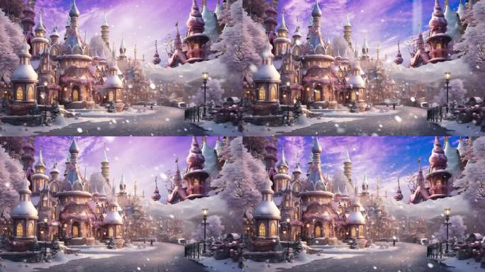 童话城堡下雪背景