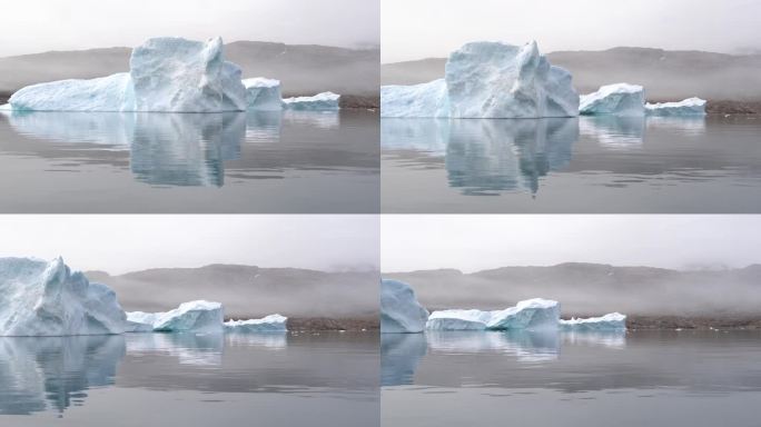 巨大的冰川漂浮在格陵兰岛北冰洋的海面上