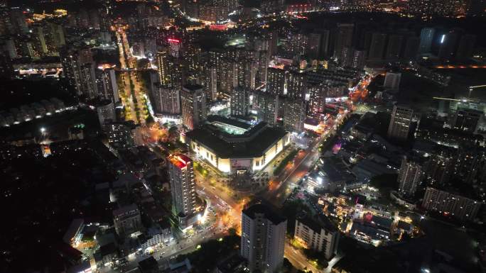 福建省莆田市荔城区主城区城市大景夜景航拍