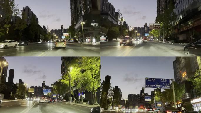 夜幕之下的车流繁华都市的街道夜景 实拍