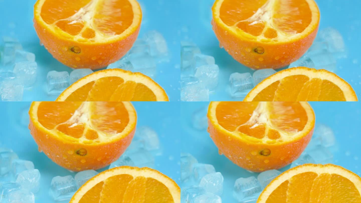 4K夏天夏季水果冰镇橙子实拍视频