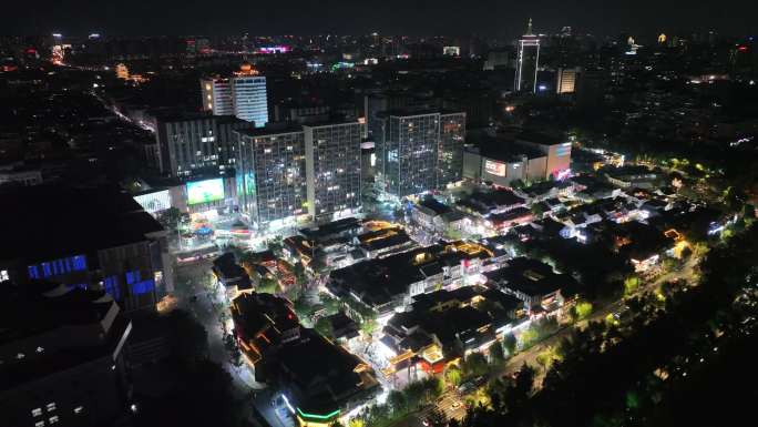 泉城广场夜景济南城市旅游文旅解放阁航拍