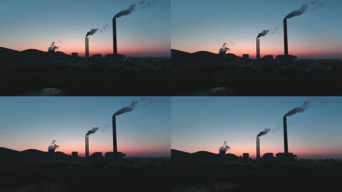 夕阳下热力发电厂