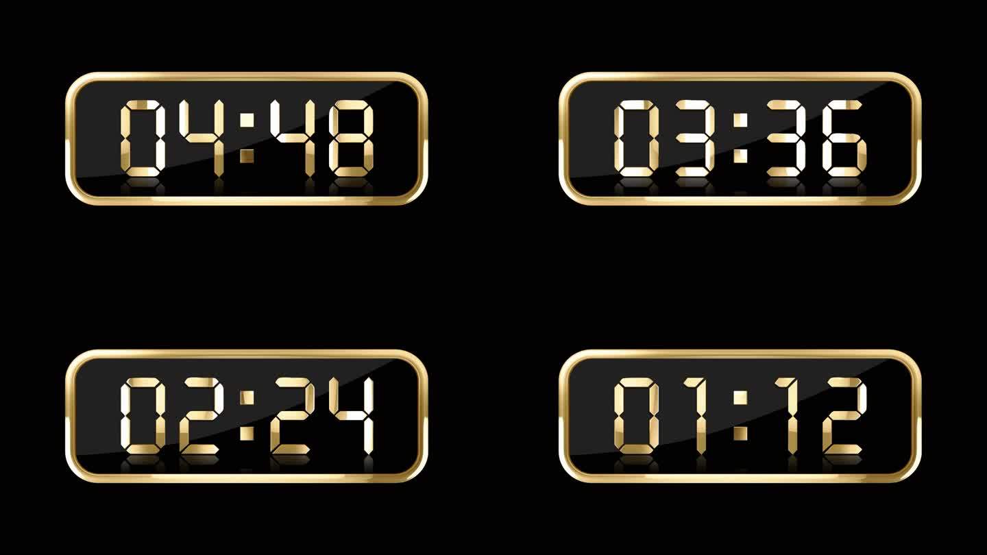 金色液晶数字计时器通道视频6分钟