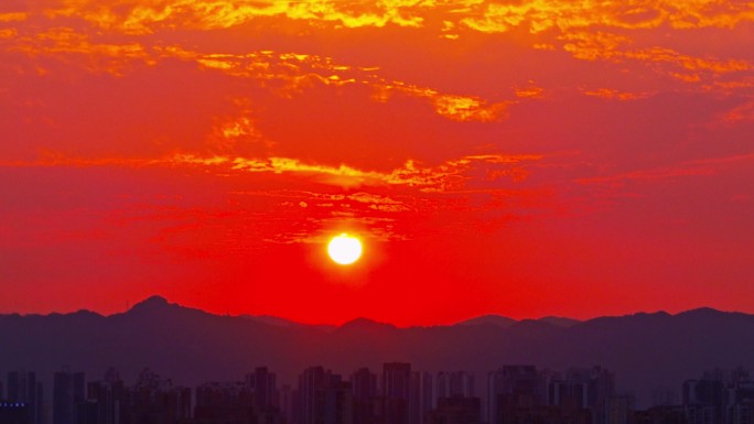 重庆2023夏季的火烧云日落 8K超采