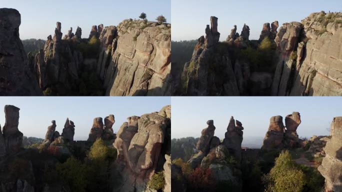 高空滑索无人机拍摄到位于保加利亚西北部维丁省的Belogradchik悬崖的巨大天然岩层。