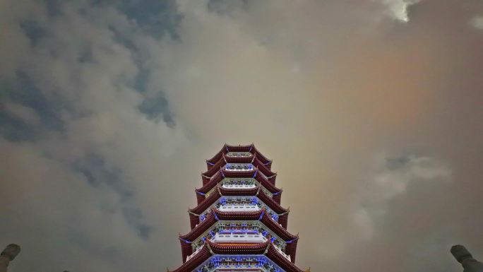 古塔丽影古建筑夜景延时