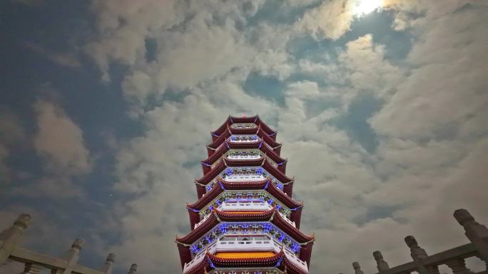 古塔丽影古建筑夜景延时