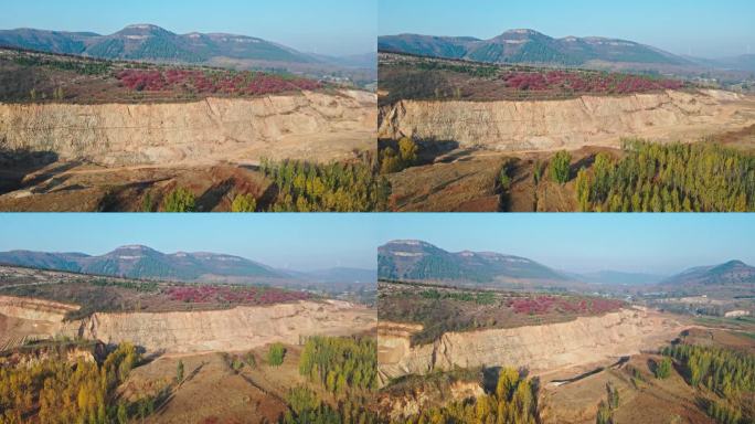 航拍山体破坏 采沙 水土流失