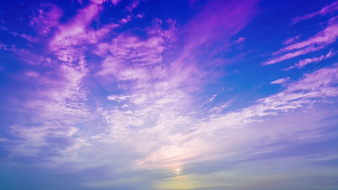 紫色晚霞天空 循环云彩天空