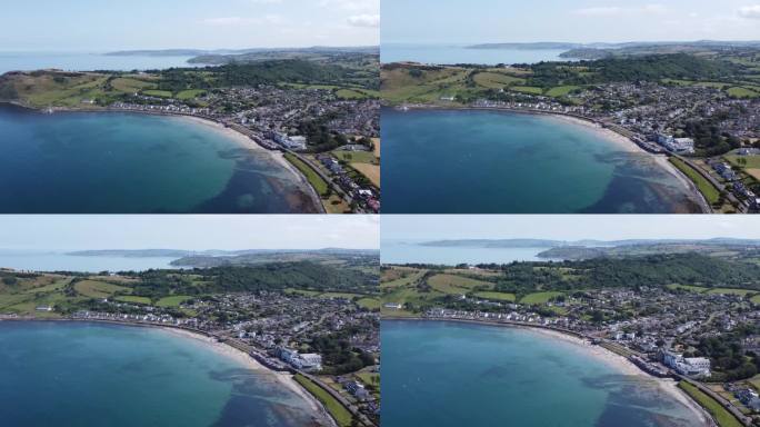 北爱尔兰安特里姆郡巴利加利海滩的航拍视频