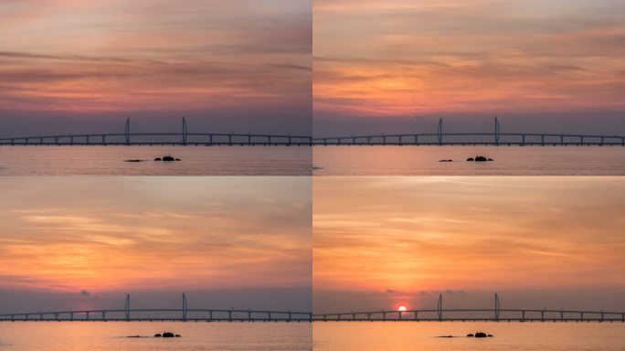 港珠澳大桥风帆塔海上日出延时4K影像素材
