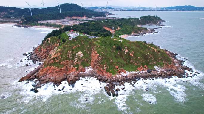 风力发电场 海角灯塔 风车 海岛风电