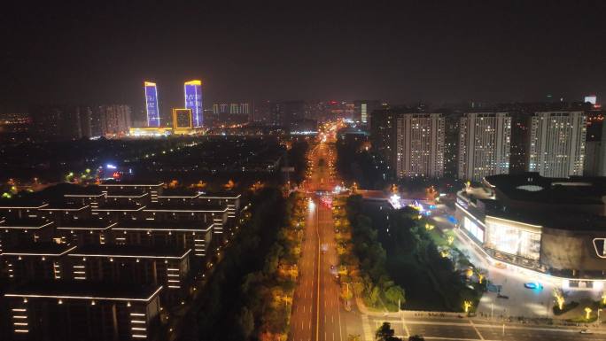 江苏省张家港金茂览秀城购物中心夜景航拍