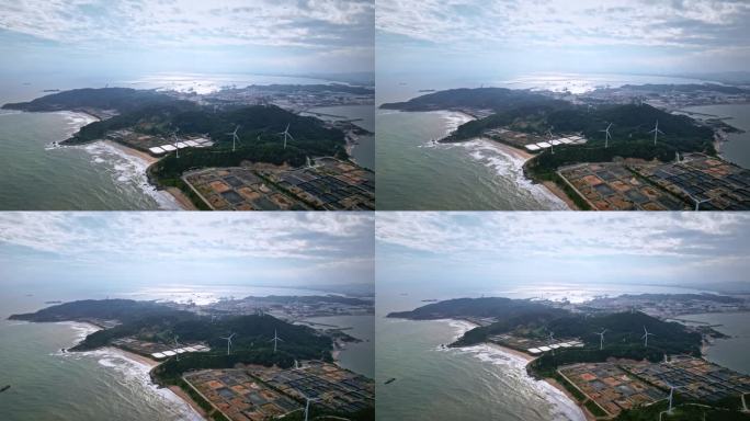 风力发电场 海角灯塔 风车 海岛风电