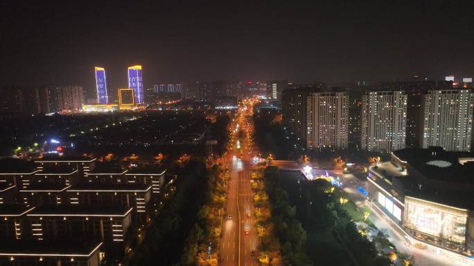 江苏省张家港金茂览秀城购物中心夜景航拍
