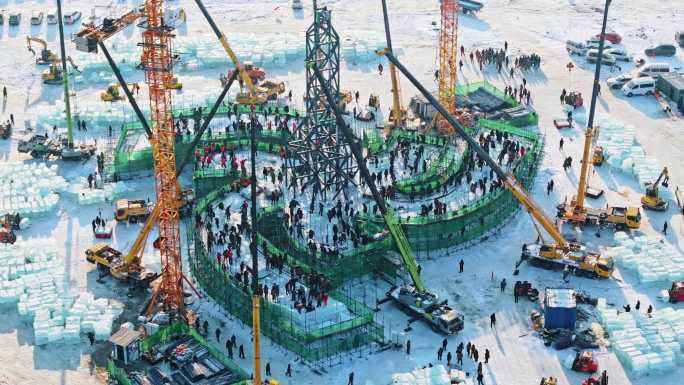 第二十五届哈尔滨冰雪大世界建设施工合集