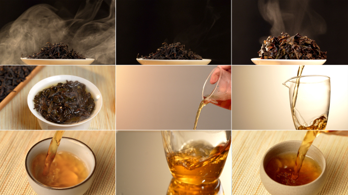 武夷岩茶茶叶条索叶底茶汤泡茶