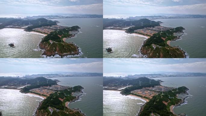 风力发电场 海角灯塔 风车 海岛风电