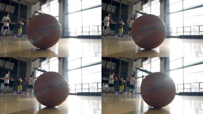 篮球场上的篮球 篮球意向性镜头 逆光篮球