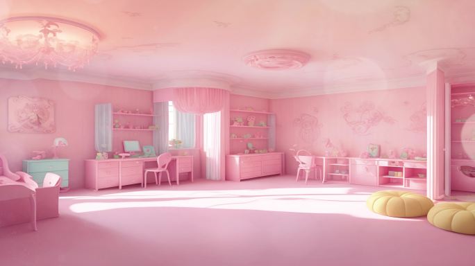 4K宽屏粉色温馨室内房间背景