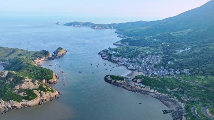 大海航拍 福建霞浦 嵛山岛天湖 岛屿森林