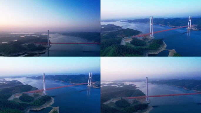 4K湖北丹江口水库大桥航拍视频