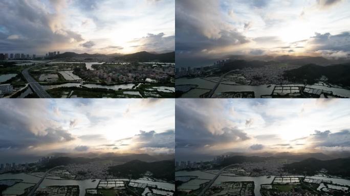 4K海洋风光云彩日落天气变化航拍视频