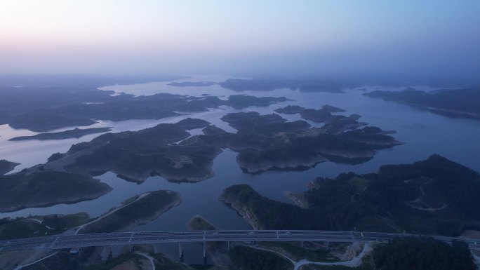 4K湖北丹江口水库特大桥航拍视频