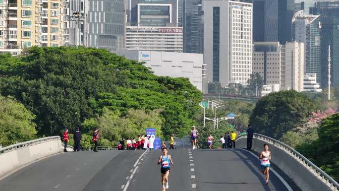 深圳南山2023马拉松航拍终点