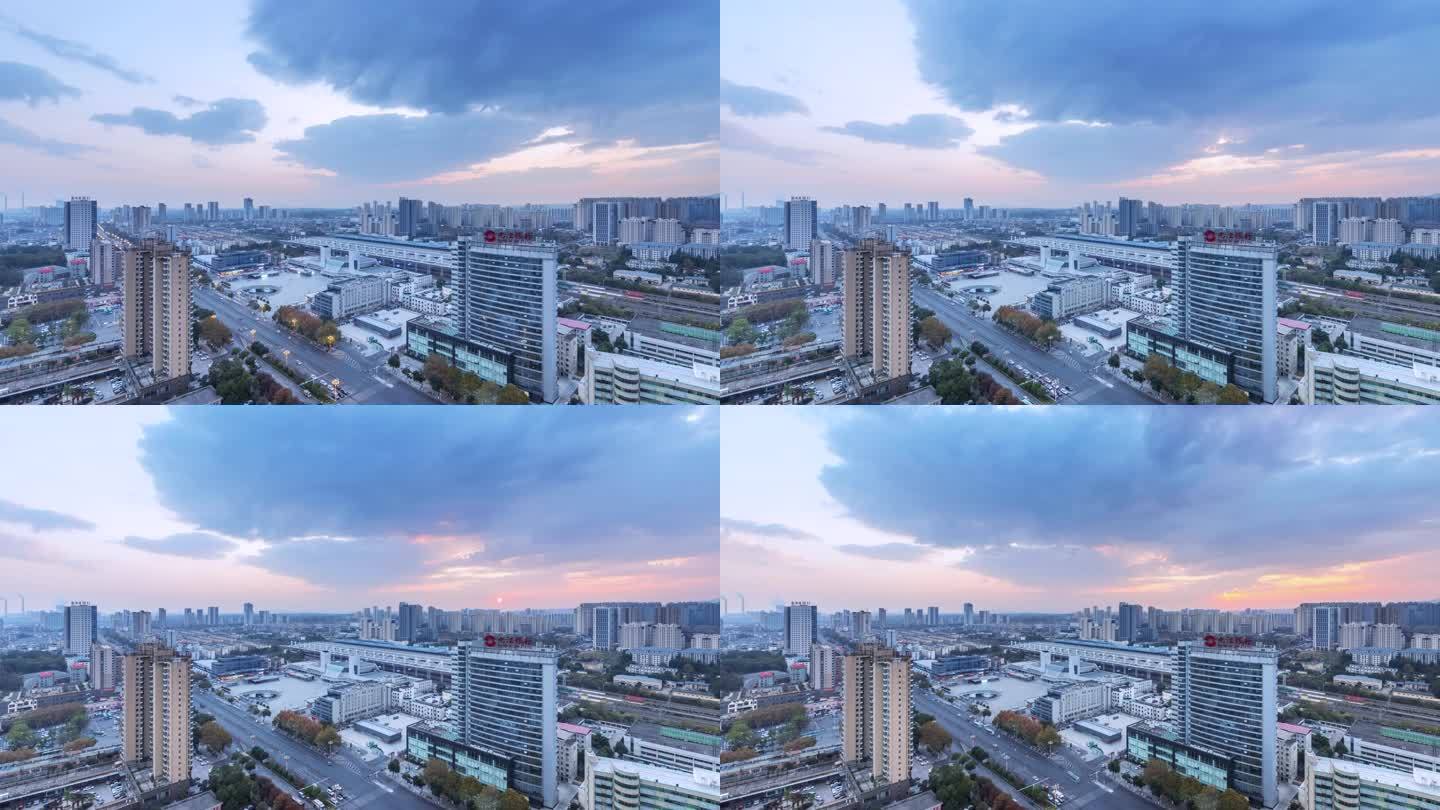 九江城市景观多云日出延时