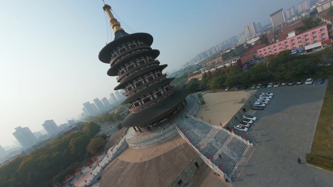 4K FPV穿越机洛阳应天门明堂天堂素材