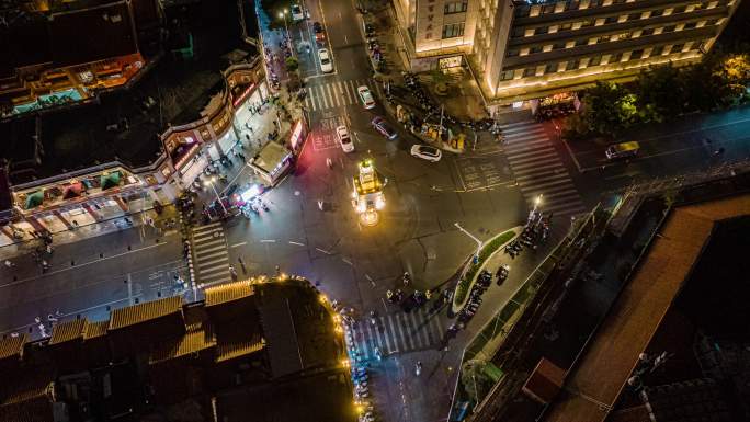 福建泉州钟楼夜景航拍城市地标