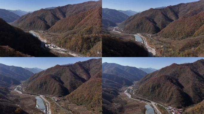 航拍秦岭山脉秋季风景